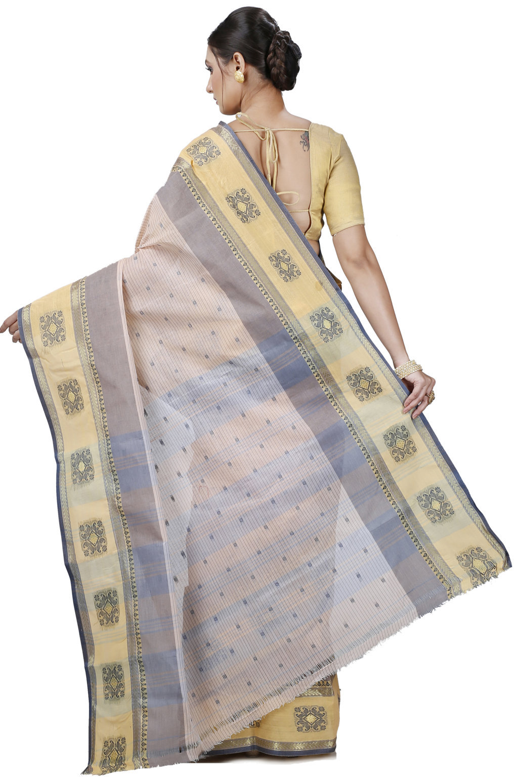 Cream Pure Cotton Uma Tant Saree (1145)